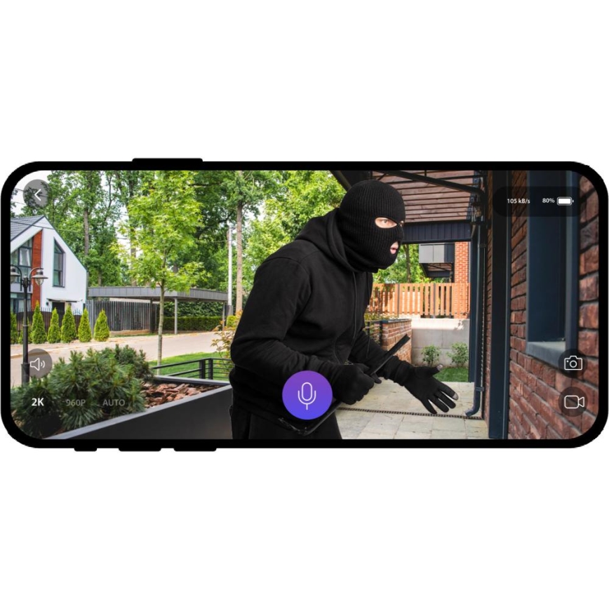 Video durvju zvans ar kustību sensoru 5MPx 1440p 5200 mAh Wi-Fi IP65 antracīta