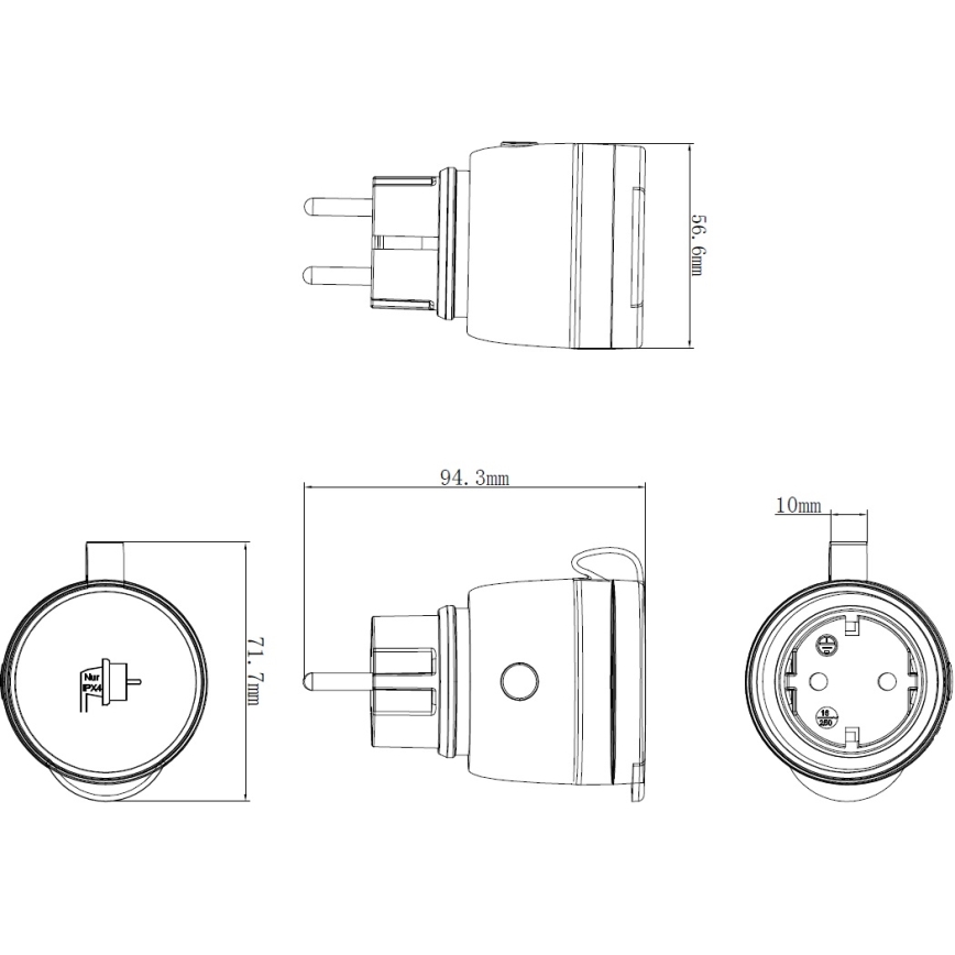 Viedā āra kontaktligzda 3680W/230V/Tips F SCHUKO/16A Wi-Fi IP44
