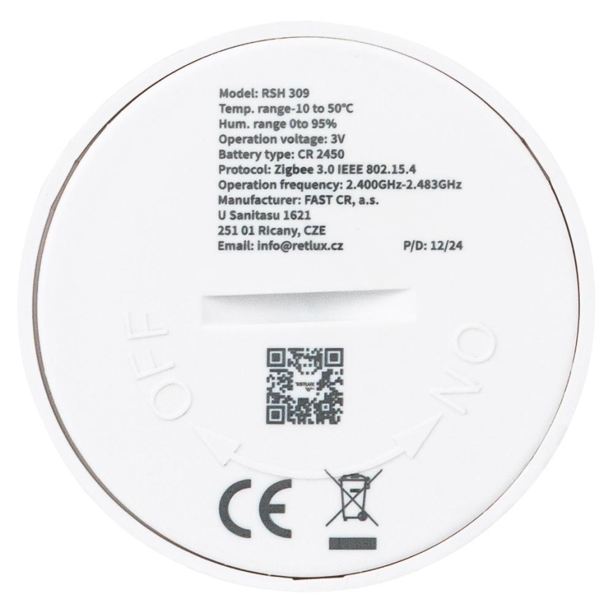 Viedais temperatūras un mitruma sensors 1xCR2450