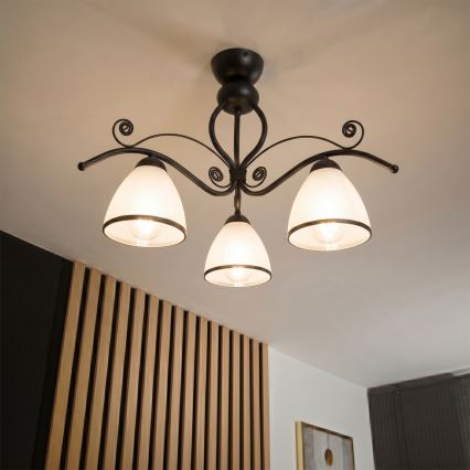 RETRO virsmontējamā griestu lampa 3xE27/60W/230V melna/balta