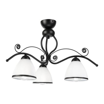RETRO virsmontējamā griestu lampa 3xE27/60W/230V melna/balta