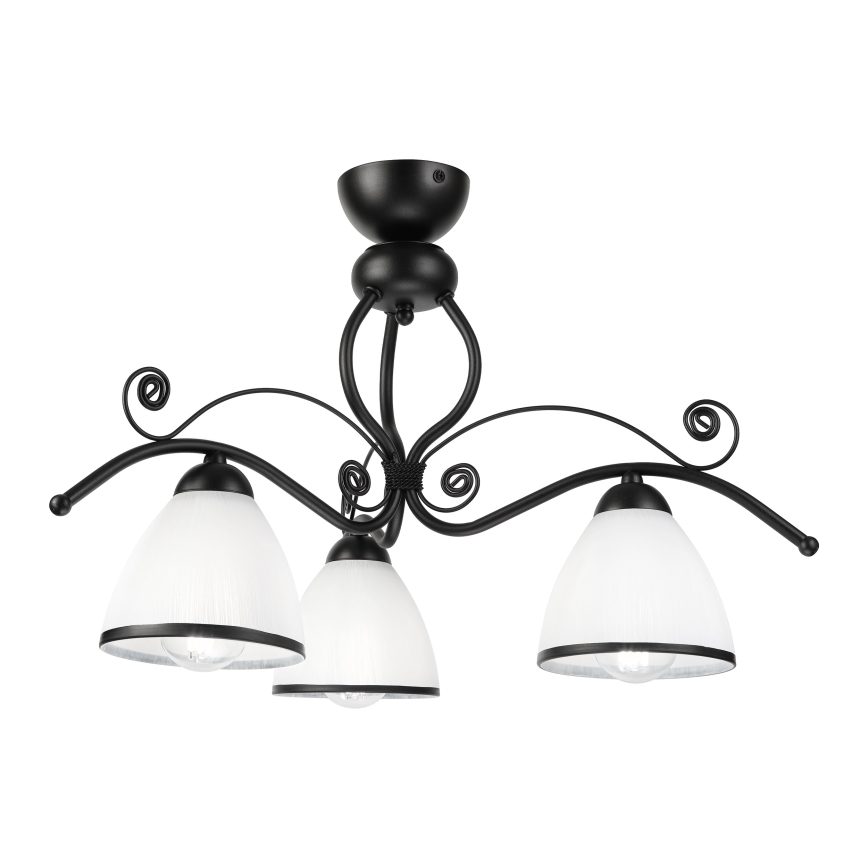 RETRO virsmontējamā griestu lampa 3xE27/60W/230V melna/balta