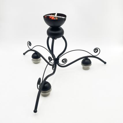 RETRO virsmontējamā griestu lampa 3xE27/60W/230V melna/balta