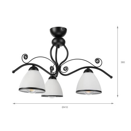 RETRO virsmontējamā griestu lampa 3xE27/60W/230V melna/balta