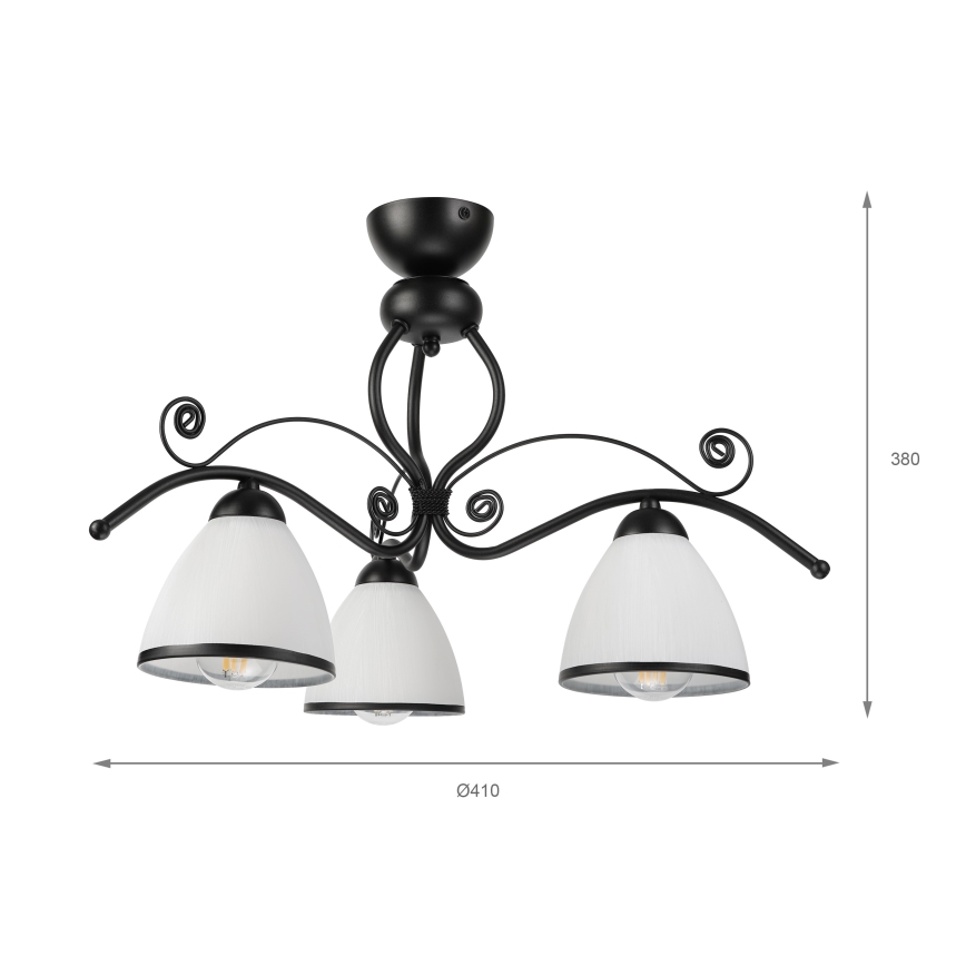 RETRO virsmontējamā griestu lampa 3xE27/60W/230V melna/balta