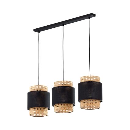 Rezerves abažūrs galda lampai un lustrai BOHO E27 Ø 20 cm, rotangs/melns
