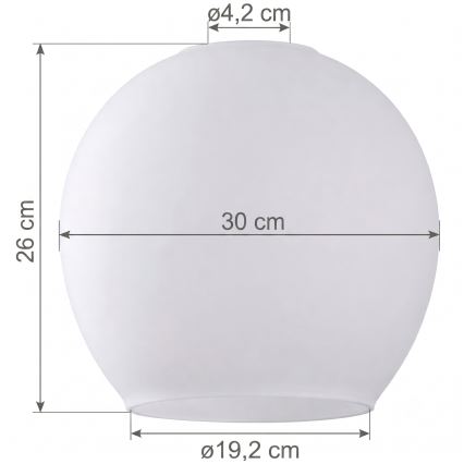Rezerves stikls lustrai KULA E27, diametrs 30 cm, balts