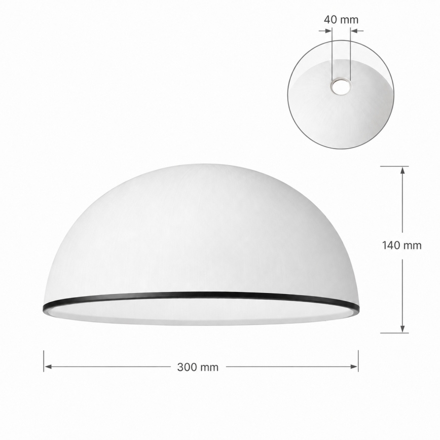 Rezerves stikls lustrai RETRO, ANTICO E27 Ø 30 cm balts/melns