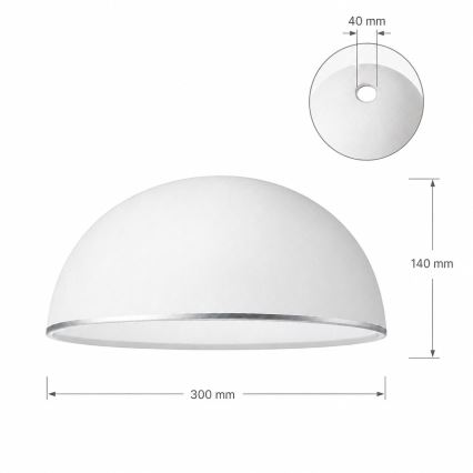 Rezerves stikls lustrai RETRO, ANTICO E27, Ø 30 cm, balts/sudraba
