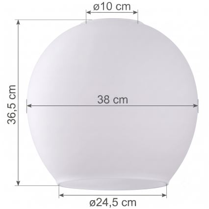 Rezerves stikls lustras KULA E27, Ø 38 cm, balts/caurspīdīgs