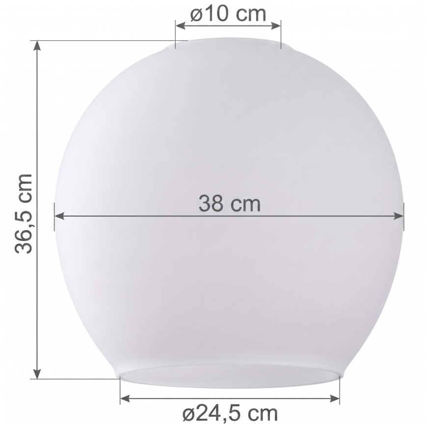 Rezerves stikls lustras KULA E27, Ø 38 cm, balts/caurspīdīgs