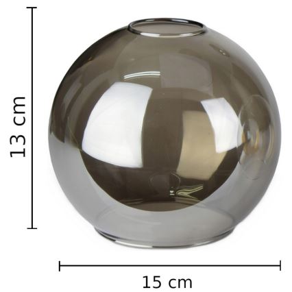 Rezerves stikls lustrai LACRIMA SMOKY E27 d. 15 cm melna dūmakains