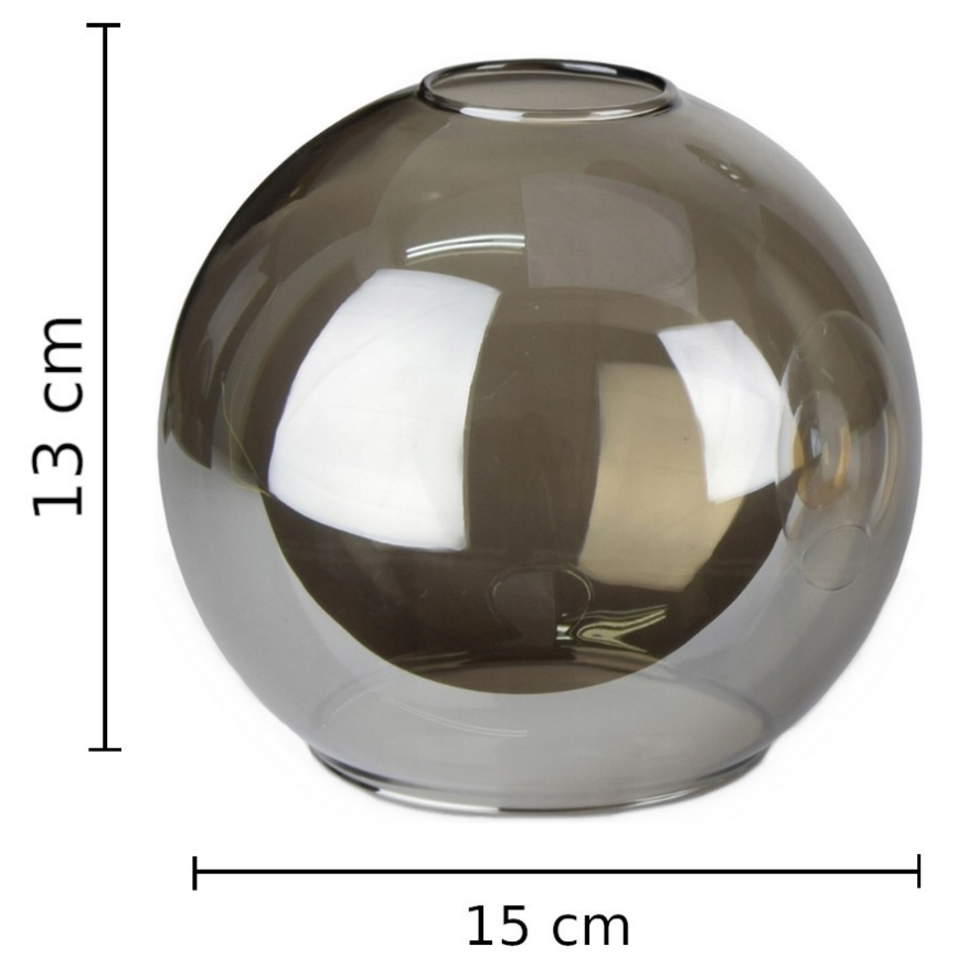 Rezerves stikls lustrai LACRIMA SMOKY E27 d. 15 cm melna dūmakains