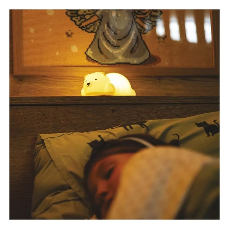 LED RGB uzlādējama skārienvadāma nakts lampa LED/3,7V 1200 mAh lācītis