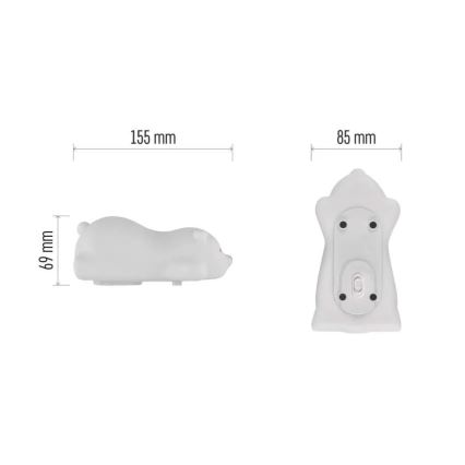 LED RGB uzlādējama skārienvadāma nakts lampa LED/3,7V 1200 mAh lācītis