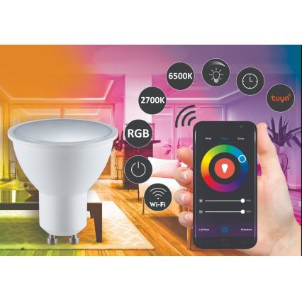 RGBW LED Aptumšojama spuldze G45 GU10/5,5W/230V 2700-6500K Wi-Fi Tuya