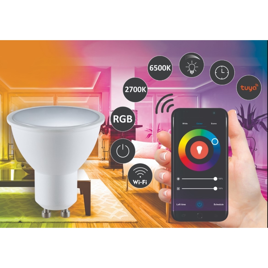 RGBW LED Aptumšojama spuldze G45 GU10/5,5W/230V 2700-6500K Wi-Fi Tuya