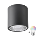 RGBW LED dimmējams prožektors JUPITER 1xE27/6,5W/230V 2700-6500K Wi-Fi Ø 13 cm melns