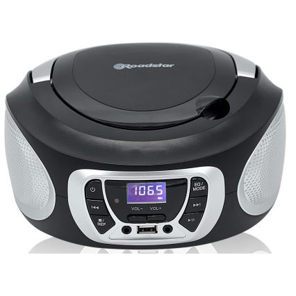 Roadstar CDR-365U/SL - radio ar FM/PLL un USB, 32 W, 230 V, 4xLR14, melns/sudrabs