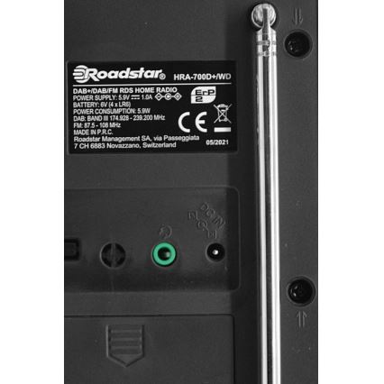 Roadstar HRA-700D+/WD - Radio ar DAB+, FM un modinātāju 16W/230V/4xAA