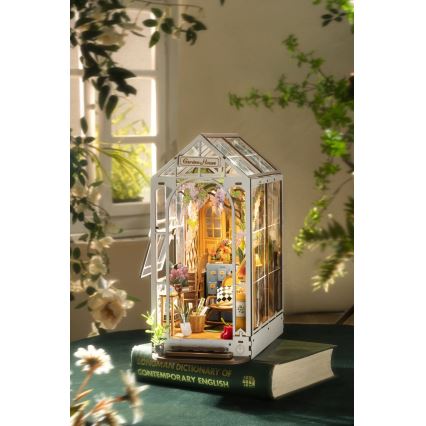 RoboTime - LED Grāmatu statīvs Dārza māja 3D puzzle 2xAAA