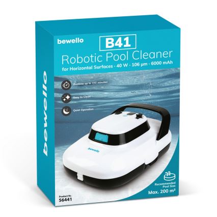 Robotu baseina tīrītājs horizontālām virsmām 40W/12,6V 6000 mAh IPX8 balts