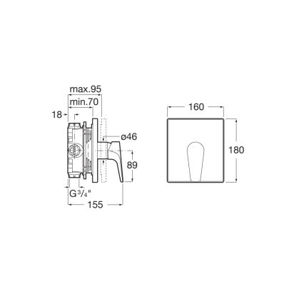 Roca A5A2B90C00 - Dušas jaucējkrāns iebūvei ATLAS spīdīgs hroms