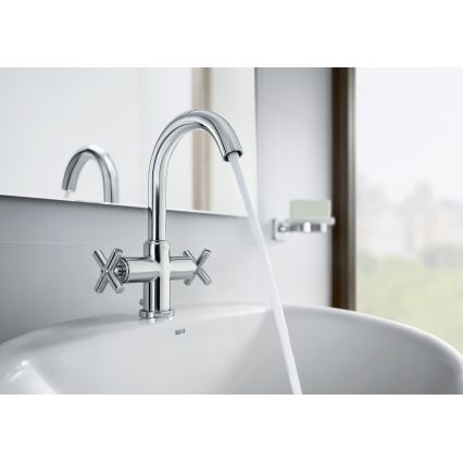 Roca A5A3043C00 - Izlietnes krāns + noteka ar pārplūdi LOFT 27 cm spīdīgi hromēts