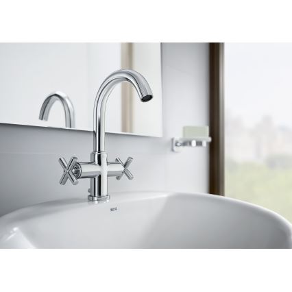 Roca A5A3043C00 - Izlietnes krāns + noteka ar pārplūdi LOFT 27 cm spīdīgi hromēts