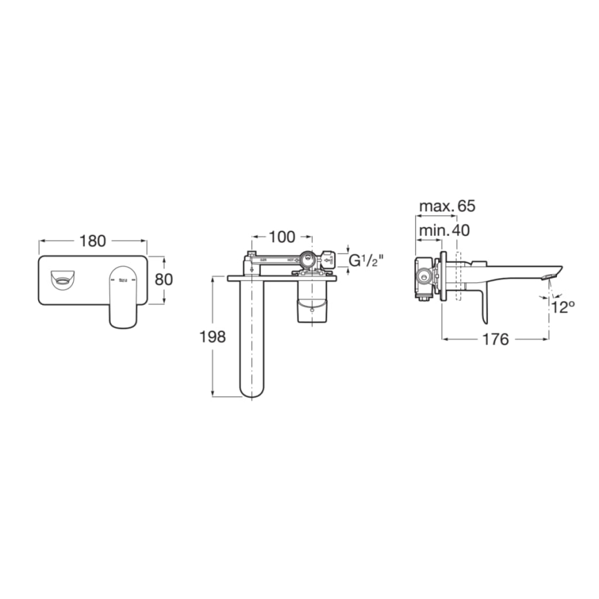 Roca A5A356EC00 - Vannas jaucējkrāns slēptai uzstādīšanai CALA, spīdīgs hroms