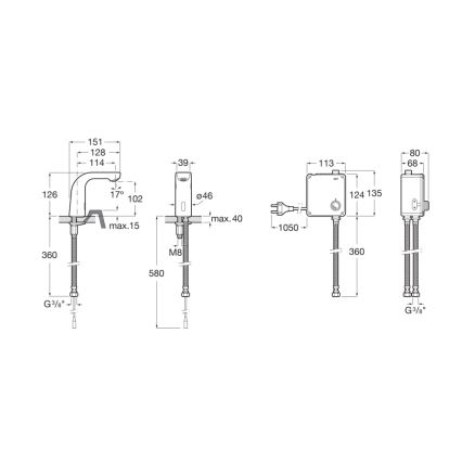 Roca A5A5309C00 - Bezkontakta izlietnes jaucējkrāns L20 4xAA spīdīgs hroms