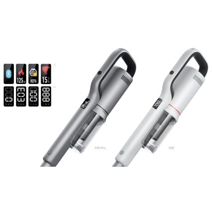ROIDMI RI-X30PRO - Putekļu sūcējs 2in1 ar OLED ekrāns un piederumi 435W/2500 mAh matēts hroms