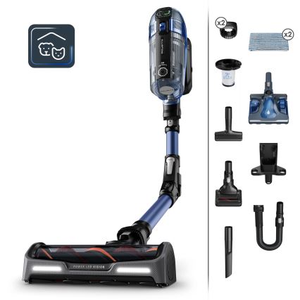 Rowenta - Putekļu sūcējs ar mopu X-FORCE FLEX ANIMAL AQUA AUTO 3in1 480W/32,4V 2500 mAh zila