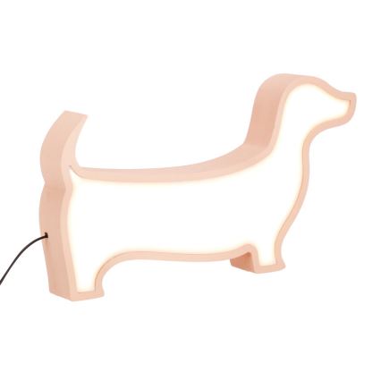 Rozā bērnu galda lampa DOG LED/12W/230V