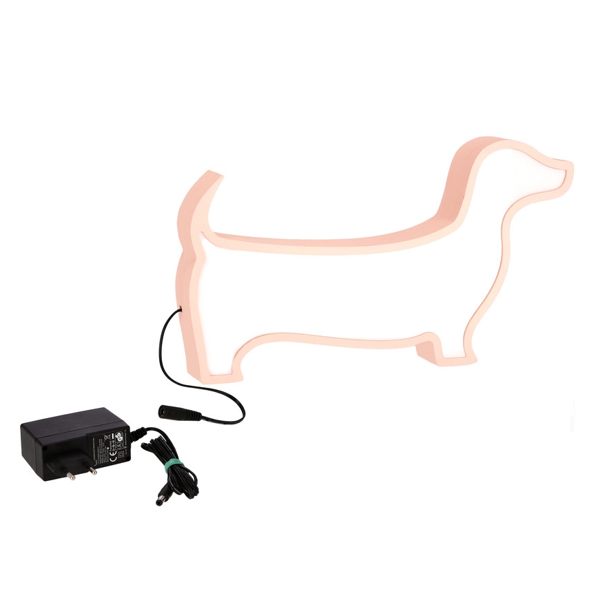 Rozā bērnu galda lampa DOG LED/12W/230V