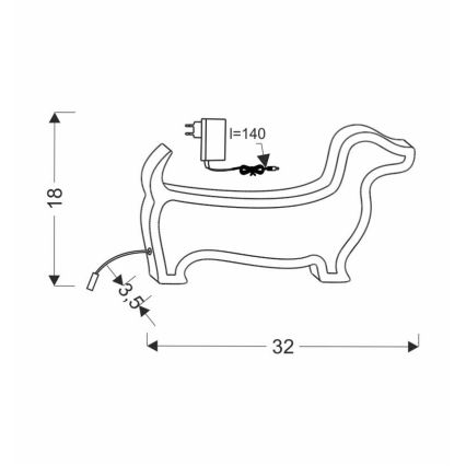Rozā bērnu galda lampa DOG LED/12W/230V
