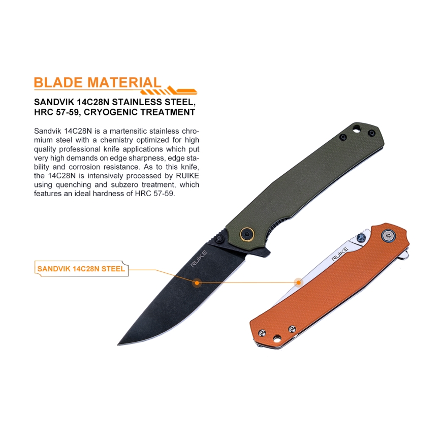 Ruike RUP801G - Saliekams kabatas nazis 20 cm zaļa
