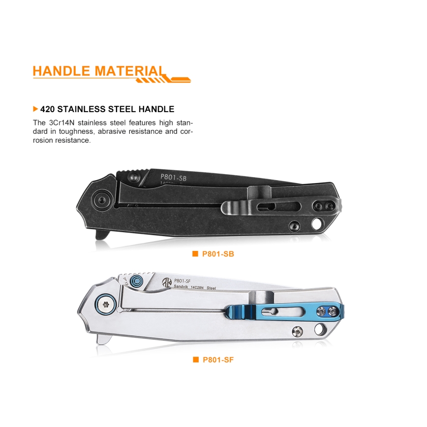 Ruike RUP801SF - Saliekams kabatas nazis 20 cm sudraba