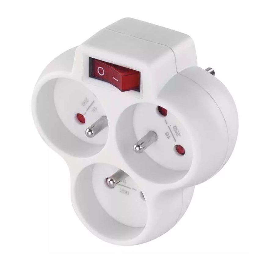 Sadalīta kontaktligzda ar slēdzi 3x10A/230V