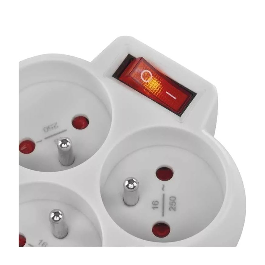 Sadalīta kontaktligzda ar slēdzi 3x10A/230V