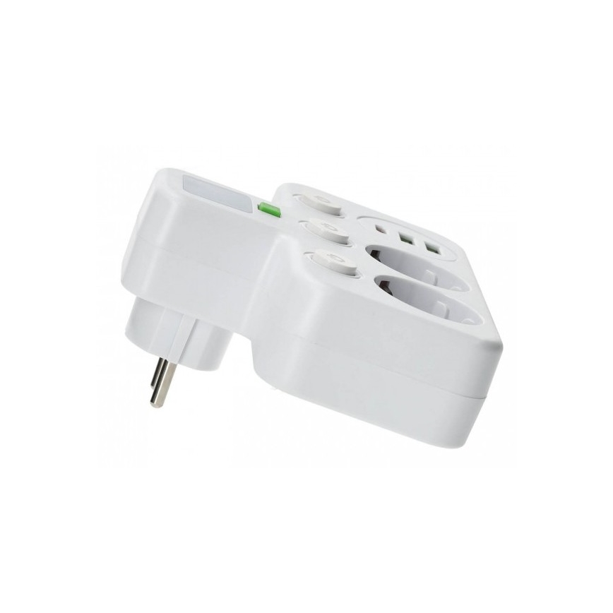 Strāvas sadalītājs ar slēdzi un LED apgaismojumu LINEA PRO 2Z + 3xUSB A/C SCHUKO 4000K balts