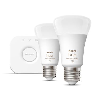 Philips Hue WHITE AND COLOR AMBIANCE sākuma komplekts 2xE27/9W/230V 2000-6500K + Hue Bridge