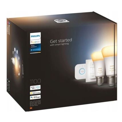 Sākuma komplekts Philips Hue WHITE AMBIANCE 2xE27/8W/230V + starpsavienojuma ierīce