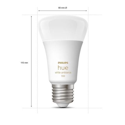 Sākuma komplekts Philips Hue WHITE AMBIANCE 2xE27/8W/230V + starpsavienojuma ierīce