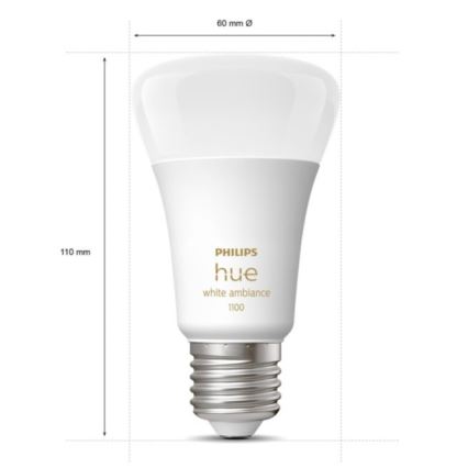Philips Hue White Ambiance pamata komplekts 3xE27/11W 2200-6500K + Hue Bridge un dimmera slēdzis