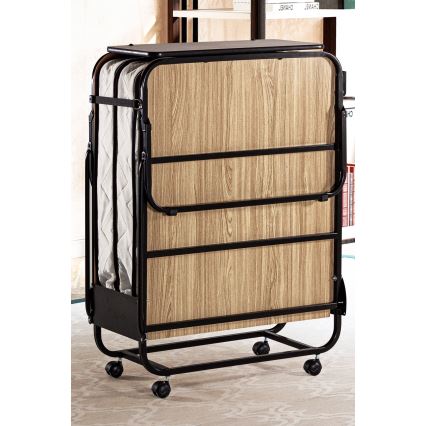 Saliekama metāla vienvietīga gulta ar matraci HERON 80x190 cm balta