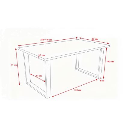 Izvelkams ēdamgalda galds COLIN pelēks