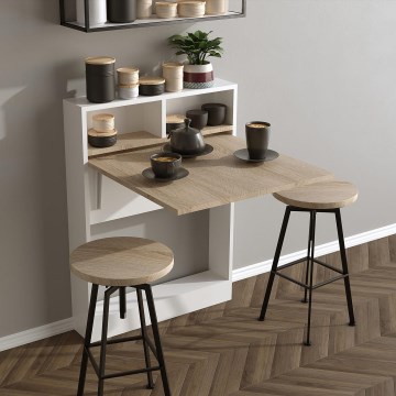 Saliekams galds BRACKED 90x70 cm balts/brūns