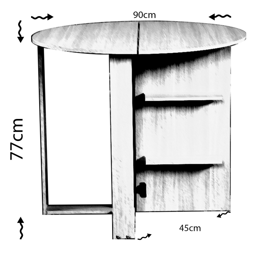 Saliekams galds MIDDLE 77x90 cm balts
