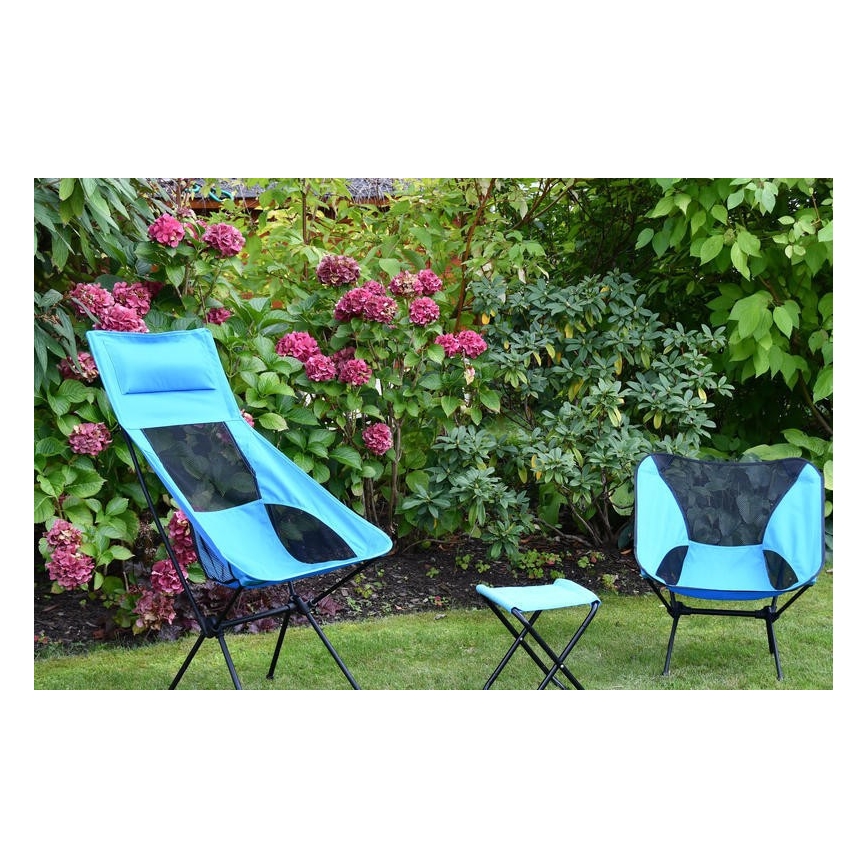 Saliekams kempinga krēsls zila 63 cm